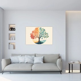 Obraz – Duálny strom s motýľom (90x60 cm)
