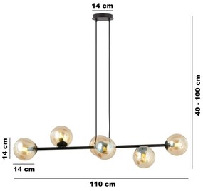 Luster na lanku ROSSI 6xE14/10W/230V čierna/béžová