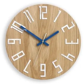 Sammer Moderné drevené nástenné hodiny SLIM modré 33 cm SlimWoodNavyBlue