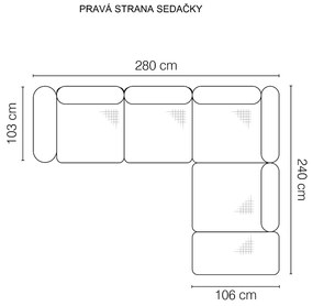 ROHOVÁ SEDAČKA ROSELYN 280 x 240 cm