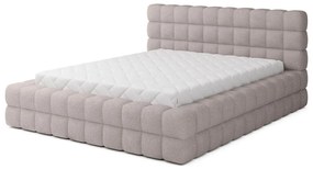 Svetloružová čalúnená dvojlôžková posteľ s úložným priestorom s roštom 140x200 cm Dizzle – ELTAP