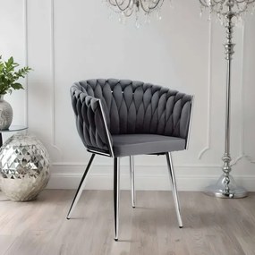 Jedálenská stolička COFTON zamatová, strieborná / grafitová