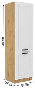 Kondela Skrinka na vstavanú chladničku, biela/dub artisan, LULA 60 LO-210 2F