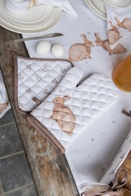 Bavlnená chňapka - podložka s motívom zajačika a srdiečok Bunnies in Love - 20*20 cm