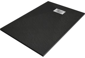 Mexen Hugo, obdĺžniková sprchová vanička SMC 130 x 70 cm, čierna, oceľová krytka, 42707013-X