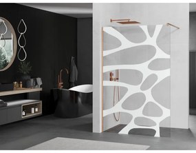 Mexen Kioto, sprchová zástena Walk-In 70 x 200 cm, 8mm číre sklo biely vzor, medený matný profil, 800-070-101-65-97