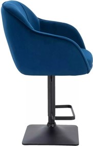 LuxuryForm DESIGN Barová stolička AVOLA VELUR na čiernej hranatej podstave - modrá
