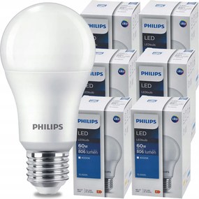 SADA 6 KS LED žiaroviek PHILIPS E27 8W 806lm Neutrálna farba 4000K A60