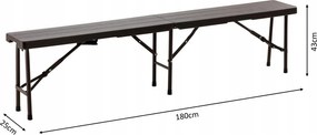 Garden Line SKLADACIA TURISTICKÁ LAVICA 180 x 25 x 43 CM HNEDÁ *0995