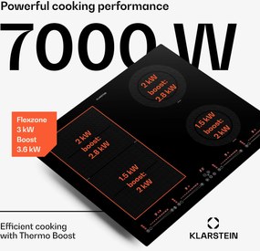 Klarstein Masterzone 60 Hybrid, indukčná varná doska, vstavaná, max. 9600 W, 4 Flex zóny, technológia ThermoBoost, Smart Flex