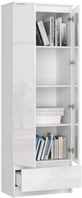 Uzavretý regál R60 2D 1SZ CLP biely / biely lesk