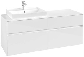 VILLEROY &amp; BOCH Collaro závesná skrinka pod umývadlo na dosku (umývadlo vľavo), 4 zásuvky, 1400 x 500 x 548 mm, Glossy White, C08500DH