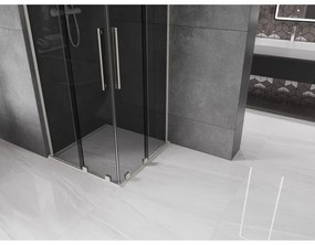 Mexen Velar L Duo, sprchový kút s posuvnými dverami 90 x 90 cm, 8mm šedé sklo, brúsená oceľ, 871-090-090-02-43-97
