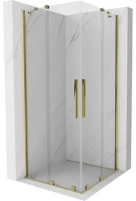 Mexen Velar Duo sprchová kabína, posuvné dvere 100 x 100 cm, Priehľadné, Zlatá - 871-100-100-02-50