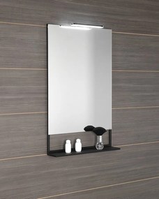 Sapho Sapho, ERUPTA zrkadlo s poličkou a LED osvetlením 80x80x12cm, čierna matná, ERU335