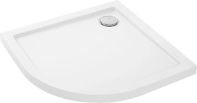 Rea Look, akrylátová štvrťkruhová sprchová vanička 80x80x6 cm + chrómový sifón, biela, REA-K7908