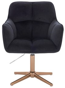 LuxuryForm DESIGN Kreslo AMALFI VELUR na zlatom kríži - čierne