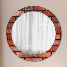 Okrúhle ozdobné zrkadlo na stenu Červená tehla fi 70 cm