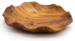 Hladká Okrúhla Miska na Ovocie z Teakového Dreva - 28 x 5,5 cm
