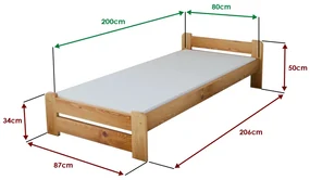 Posteľ Emily 80 x 200 cm, jelša Rošt: S lamelovým roštom, Matrac: Matrac COCO MAXI 20 cm