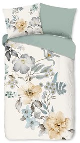 Zelené/krémové bavlnené obliečky na jednolôžko/predĺžené 140x220 cm Celina – Good Morning