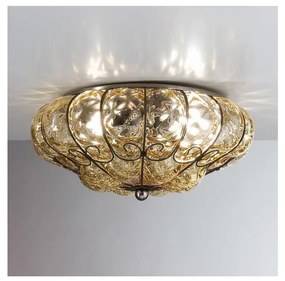 SIRU - Stropné svietidlo SOLE 3xE14/40W/230V pr. 31 cm béžová/chróm benátske sklo