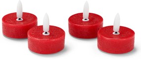 LED čajové sviečky z pravého vosku, 4 ks, červené