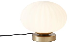Dizajnová stolná lampa mosadzná s opálovým sklom - Mochi