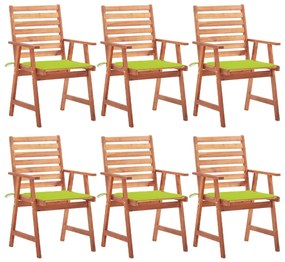 Vonkajšie jedálenské stoličky 6 ks s podložkami masívna akácia 3078358