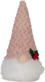 Vianočná svietiaca dekorácia škriatok Gnome LED v ružovej čiapke - 10*10*25 cm/ 3AA