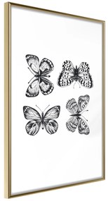 Artgeist Plagát - Four Butterflies [Poster] Veľkosť: 20x30, Verzia: Čierny rám