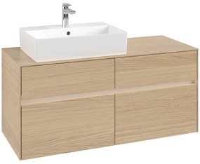 VILLEROY &amp; BOCH Collaro závesná skrinka pod umývadlo na dosku (umývadlo vľavo), 4 zásuvky, s LED osvetlením, 1200 x 500 x 548 mm, Nordic Oak, C129B0VJ