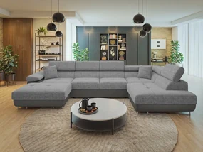 Rohová rozkladacia sedačka typu U Torezio Bis, Dostupné poťahy: Soft 029 (sivá) ekokoža + Lux 05, Strana: pravá