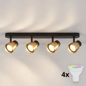 Brilagi - LED RGBW stmievateľné bodové svietidlo NUGGET 4xGU10/4,8W/230V čierna/zlatá