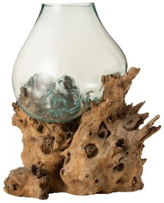 Váza z recyklovaného skla na dreve Gamal - 83*78*78 cm