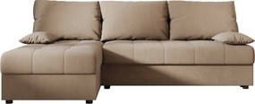 Rozkladacia obojstranná sedacia súprava do L VENORIA SLIM 200x143 cm, béžová + 2 vankúšiky ZDARMA