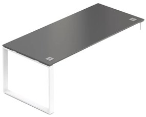 Stôl Creator 200 x 90 cm, biela podnož, 1 noha, antracit