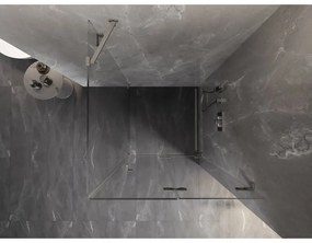 Mexen Lunar-F, 1-krídlový sprchový kút so skladacími dverami, pravý, 90 x 90 cm, 8mm číre sklo, brúsená oceľ profil, 836-090-090-97-00-P