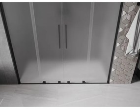 Mexen Velar L Duo, posuvné sprchové dvere do otvoru 170 cm, 8mm sklo námraza, čierna matná, 871-170-003-32-70