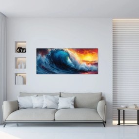 Obraz - Vlna v západu slnka (120x50 cm)