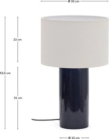 Modrá stolová lampa s textilným tienidlom (výška 53,5 cm) Toneric – Kave Home