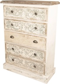 Drevená komoda so zásuvkami a ornamenty - 85 * 36 * 120 cm