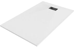 Mexen Hugo, obdĺžniková sprchová vanička SMC 150 x 90 cm, biela, čierna krytka, 42109015-B