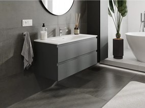 Mexen Orio, kúpeľňová skrinka 100 cm s umývadlom Vela, 2 zásuvky, grafitová matná/biela matná, 91A10-10047-2-BFF66-W23M01