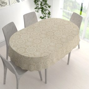 Biante Dekoračný oválny obrus Leona LN-170 Biele mandaly na režnom 50x100 cm