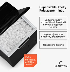 Klarstein Icefestival Cube priemyselný výrobník kociek ľadu, 400W, 1,8 litra, 20 kg/24 h