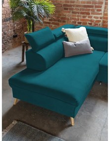 Tyrkysová zamatová rozkladacia rohová pohovka do "U" (ľavý roh) Sweet Harmony – Miuform