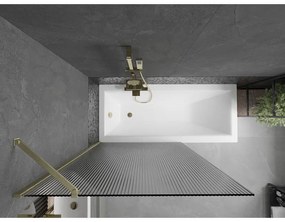 Mexen Next, 1-krídlová vaňová zástena 100 x 150 cm, 6mm sklo Ribs, zlatá matná, 895-100-000-00-09-55