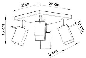 Stropné svietidlo Merida, 4x biele kovové tienidlo, (možnosť polohovania)