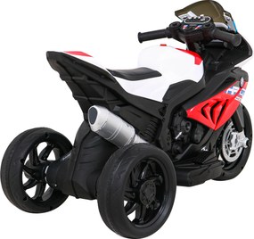 Ramiz BMW HP4 detský motocykel na batérie červený + 3 kolieska + LED + MP3 USB + ekokoža